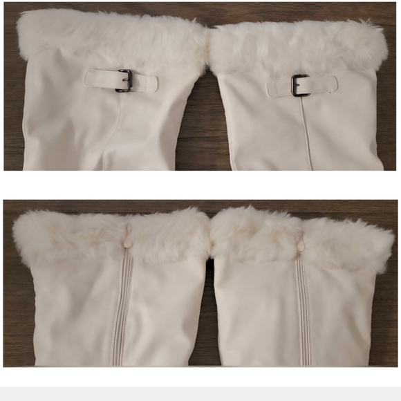 Midnight Velvet Winter White Leather Fur Hidden Wedge Women's Boots Size 11 - Picture 7 of 16